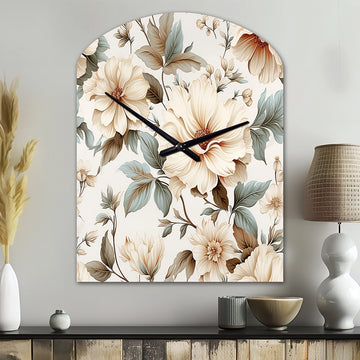 Vintage Florals - Asymmetric Metal Wall Clock